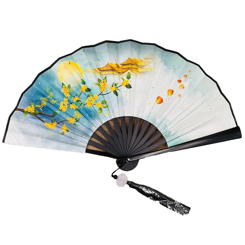 With Tassel Art Craft Style Foldable Hand Fan Portable Folding Fan Wedding Party Photo Props Guest Gifts Home Decor Craft