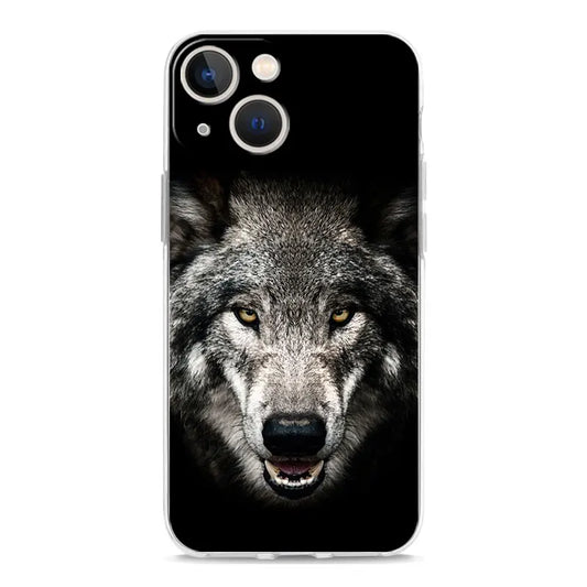 Luxury Transparent Phone Case For iPhone 15 14 13 12 11 Pro Max XS X XR 7 8 Plus Clear Cover Black Cheetah Tiger Lion Animals