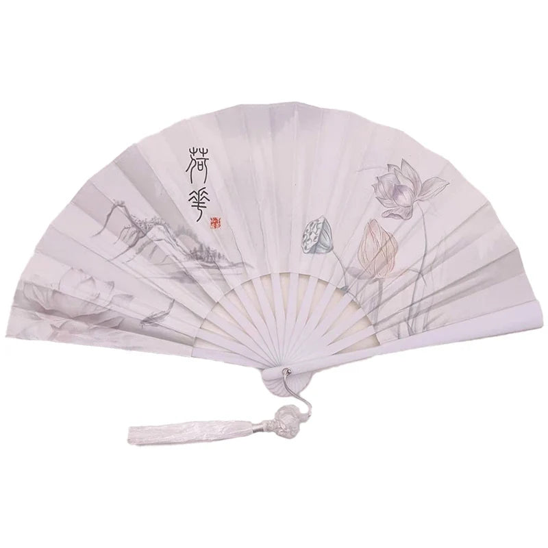 With Tassel Art Craft Style Foldable Hand Fan Portable Folding Fan Wedding Party Photo Props Guest Gifts Home Decor Craft