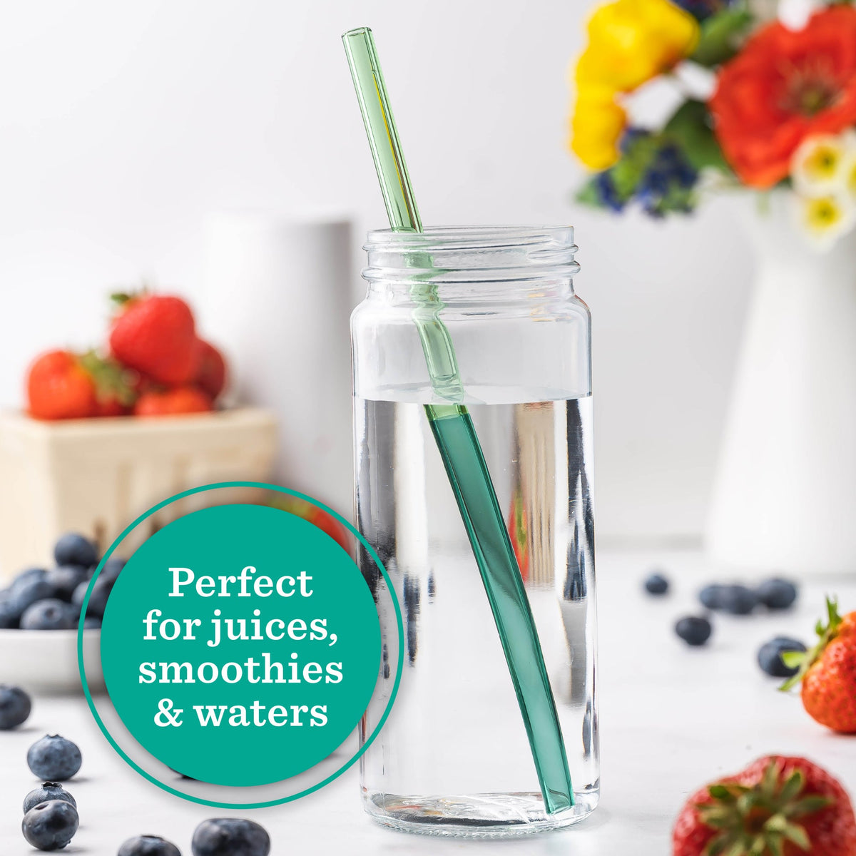 Two-Toned Juice and Smoothie Glass Straws, Set of 4