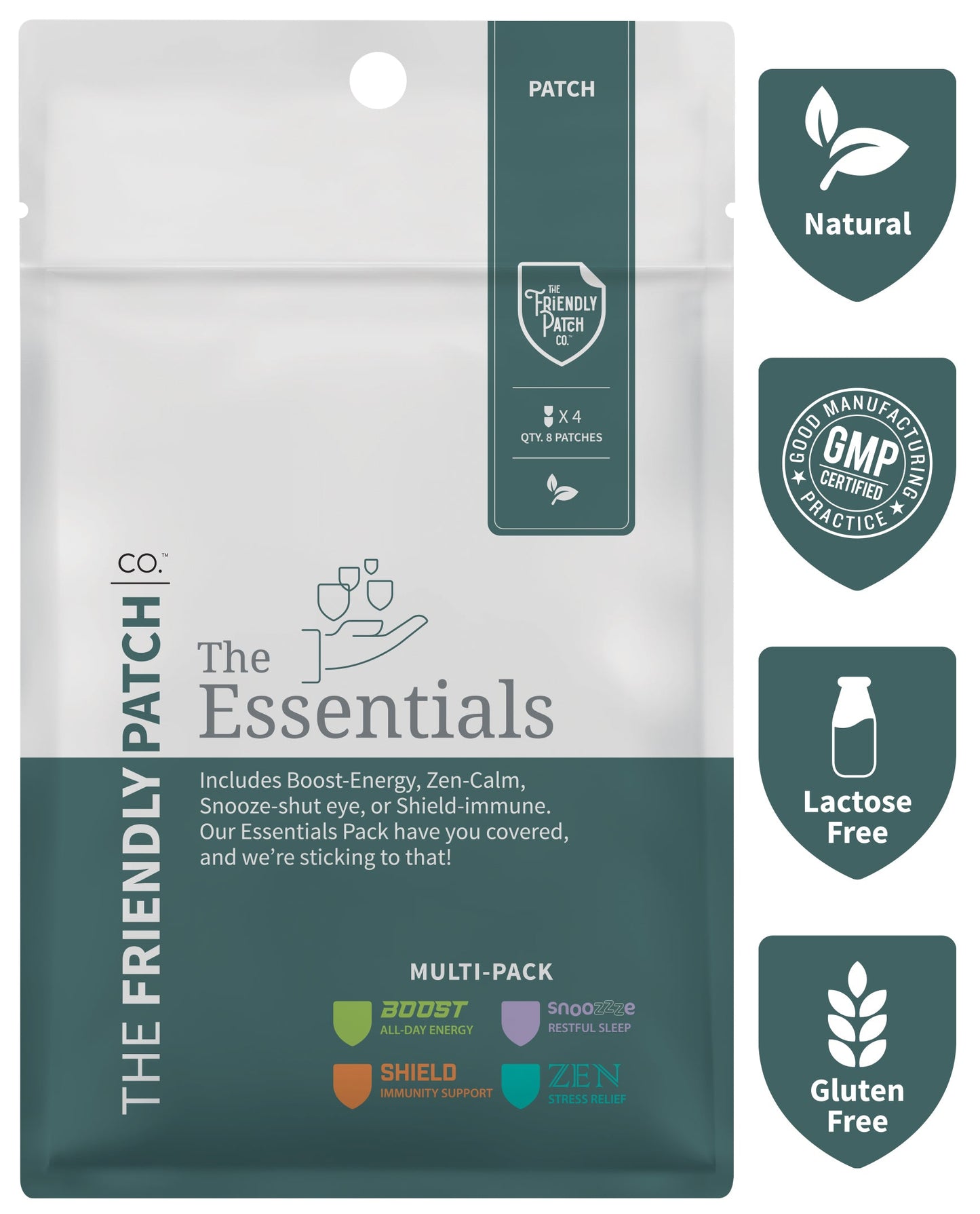 Essentials Vitamin Patches: Boost, Relax, Snooze, Shield - 8 pack
