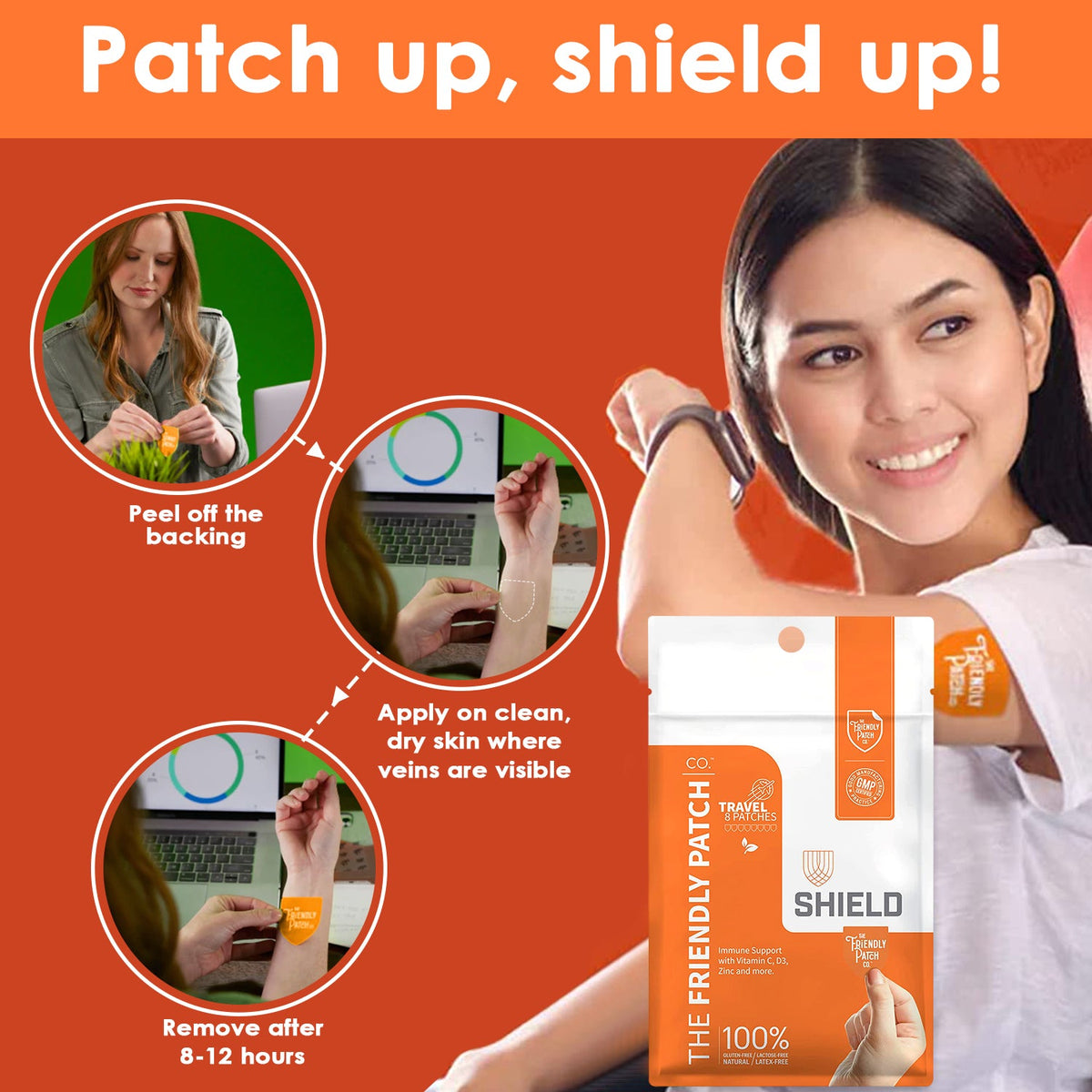 Shield Wellness: 12-Hour High-Potency Immunity Patches - 8 Pack