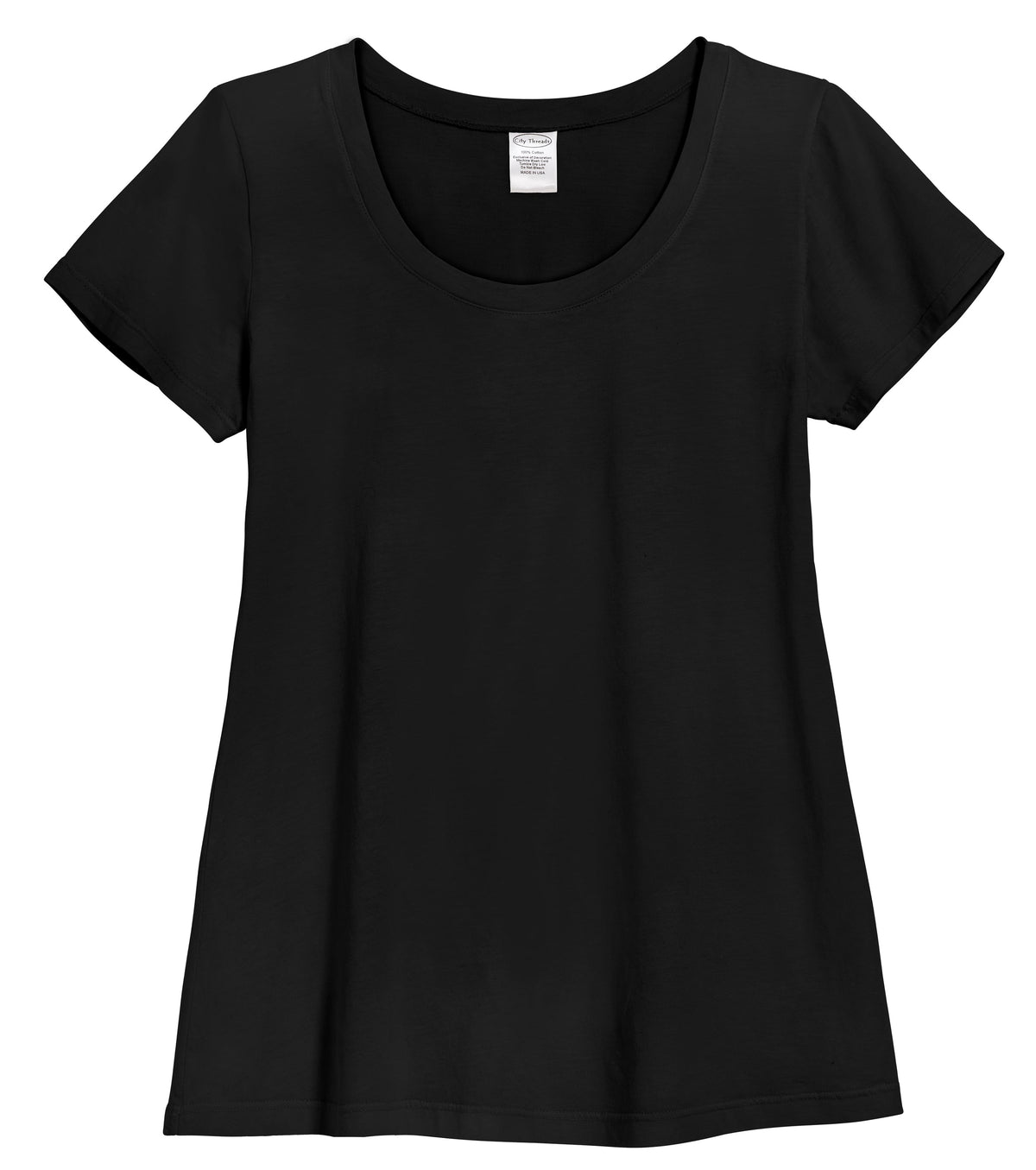 Women's Soft Supima 100% Cotton Short Sleeve Everyday Comfy Crew Tee | Black
