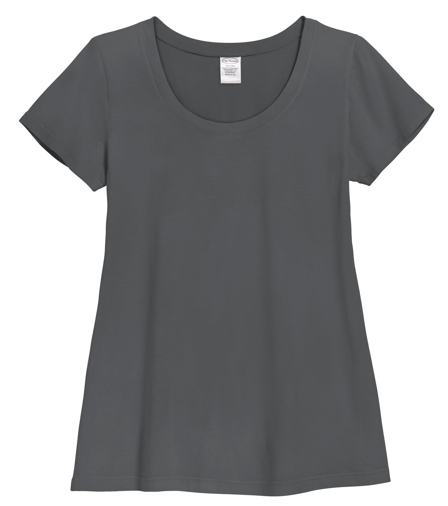 Women's Soft Supima 100% Cotton Short Sleeve Everyday Comfy Crew Tee | Charcoal