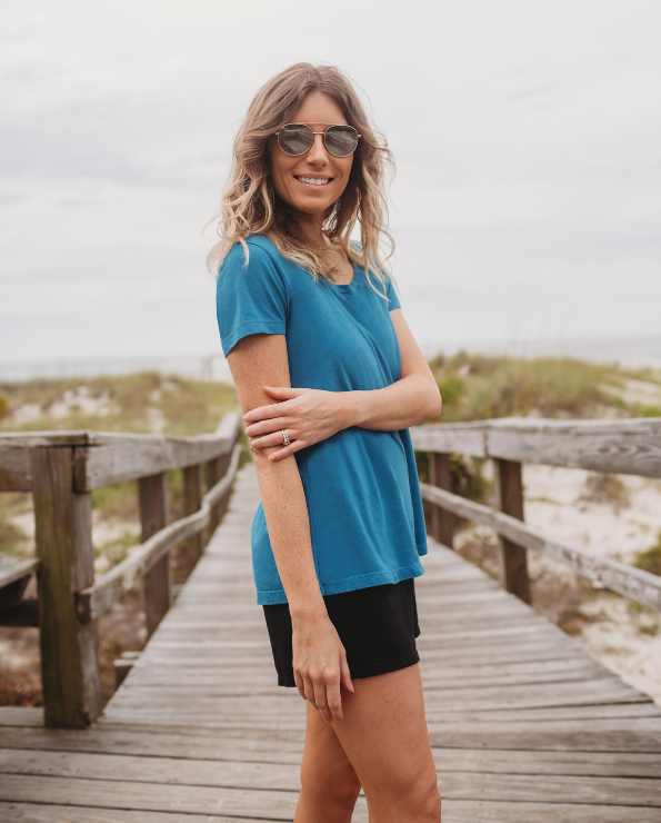 Women's Soft Supima 100% Cotton Short Sleeve Everyday Comfy Crew Tee | Black