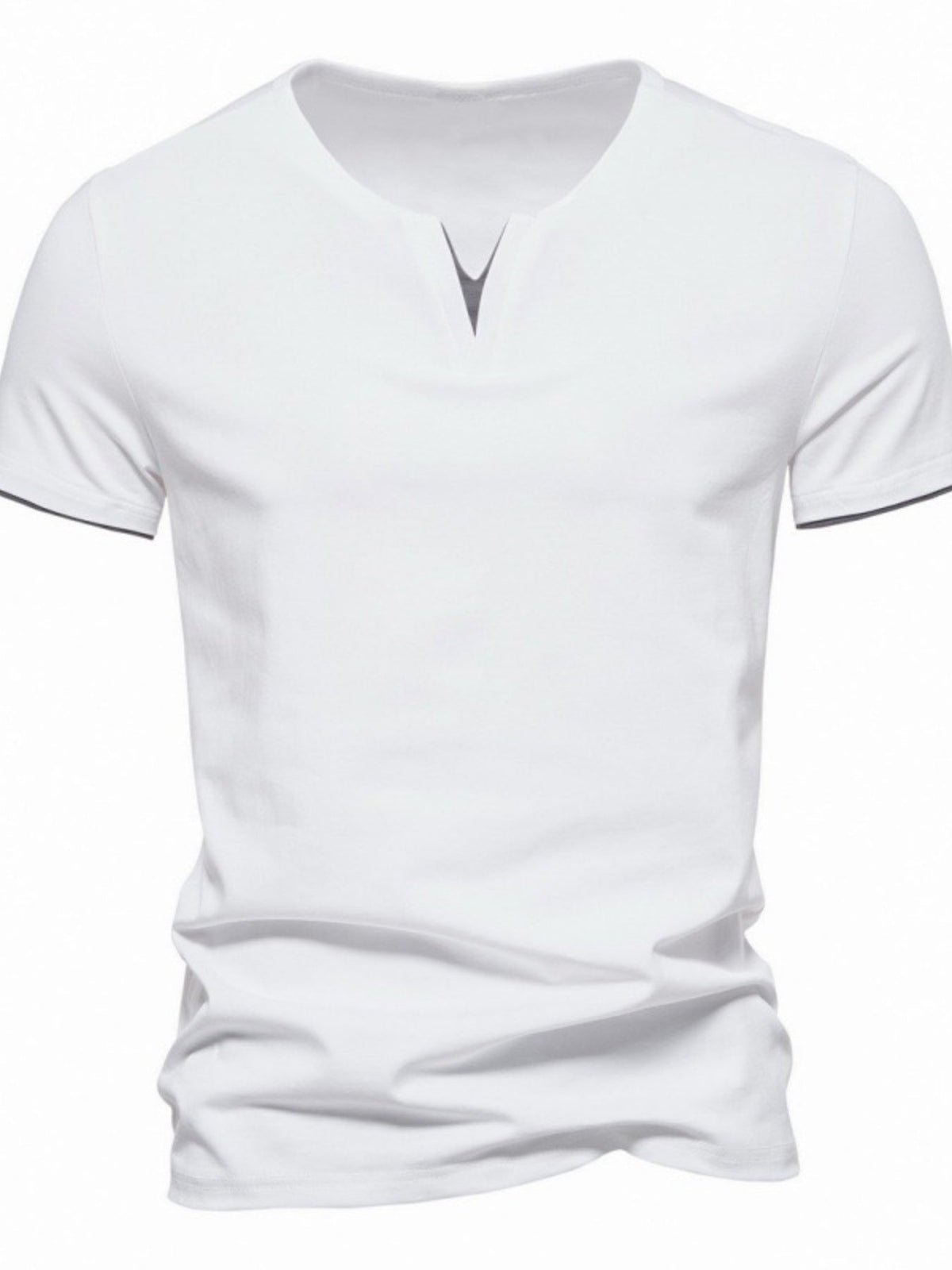 Men's Plus Size Slim Fit Notched Casual T-Shirt