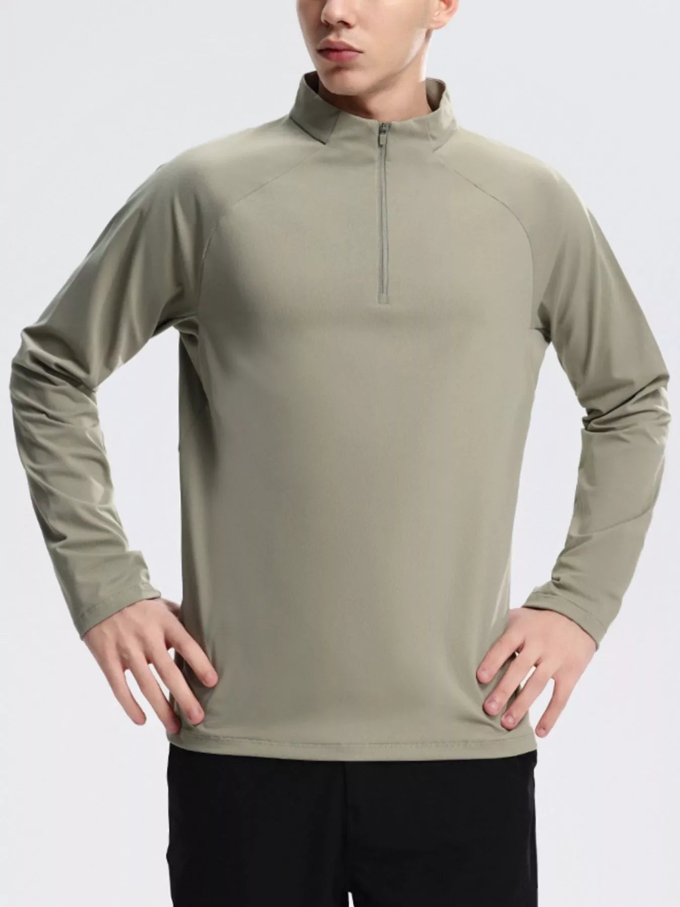 Men's Plus Size Half-Zip Long Sleeve Sweatshirt