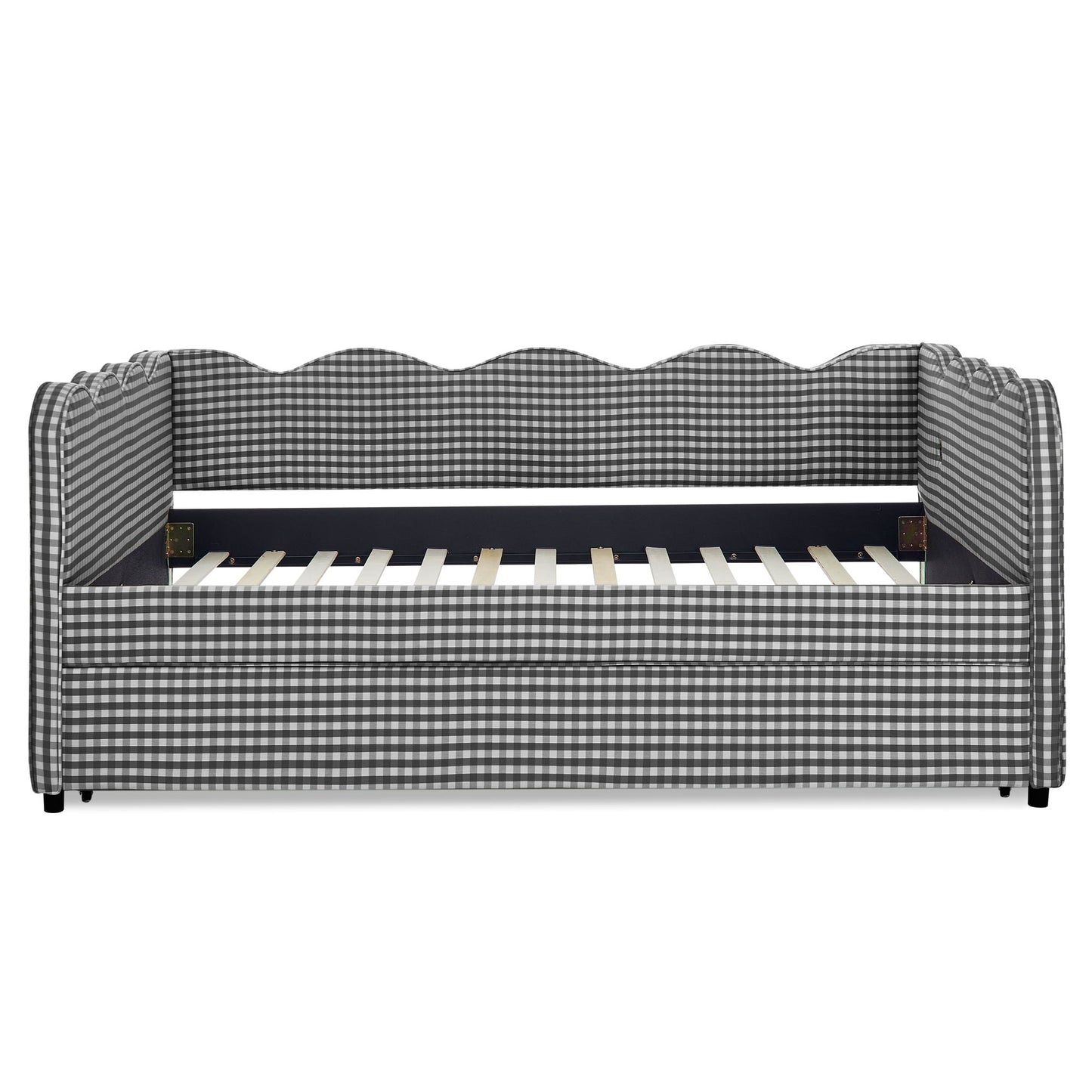 Gingham Daybed With USB Charging Port, Wave-Shaped Design