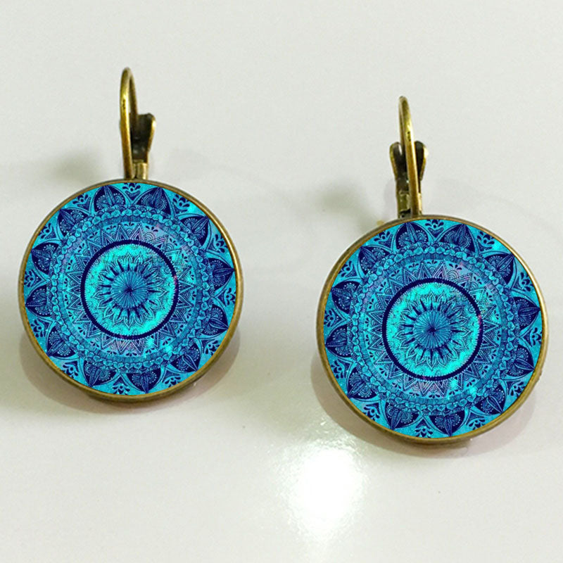 Charm Henna Yoga Amulet Mandala Earrings – Bohemian Drop Earrings