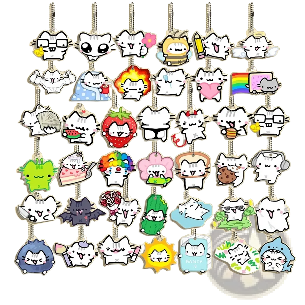 Acrylic Cat Keychain 10-piece Cartoon Gift Set