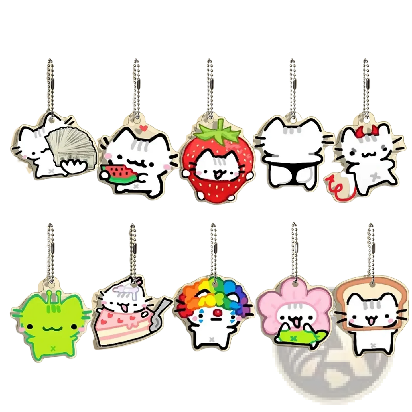 Acrylic Cat Keychain 10-piece Cartoon Gift Set