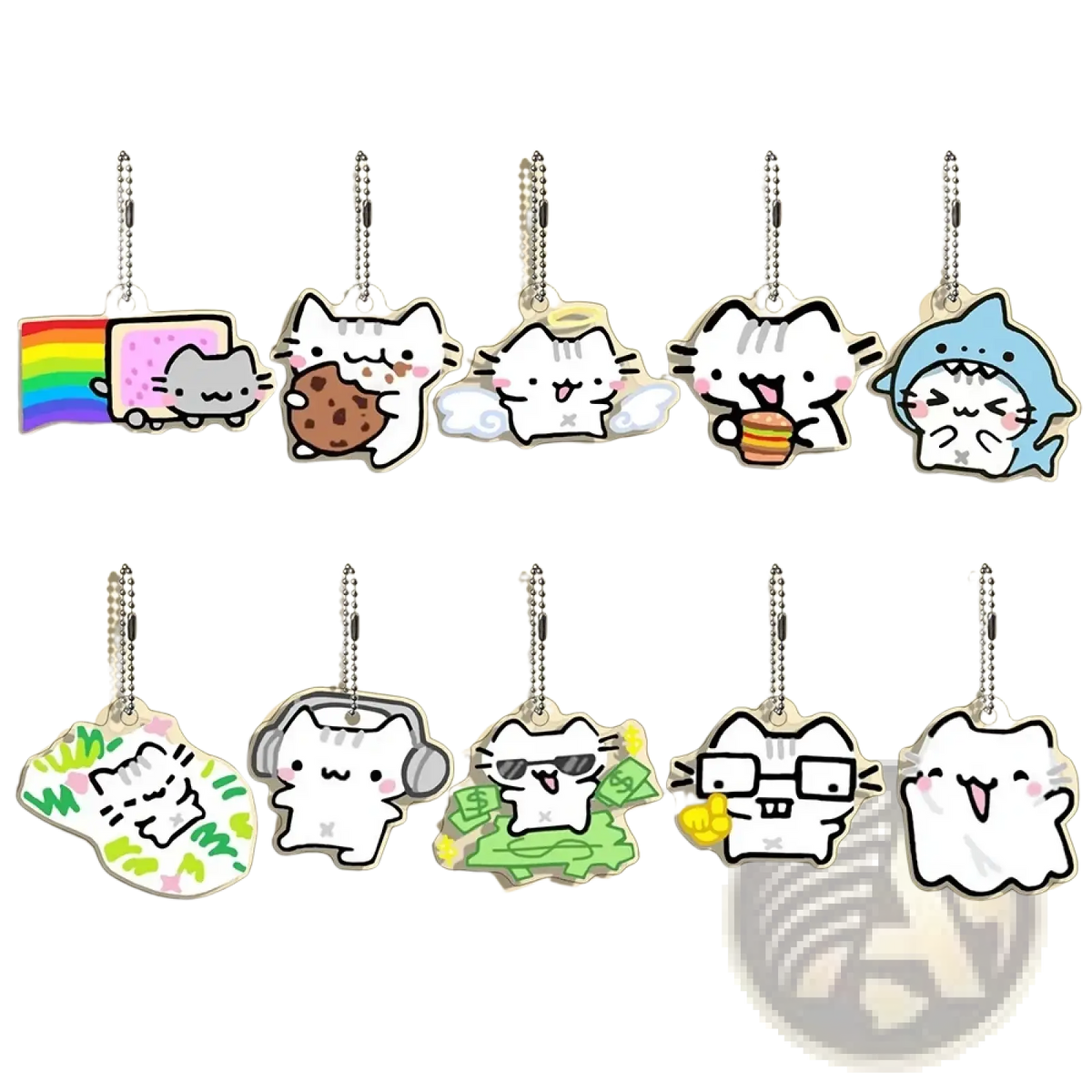 Acrylic Cat Keychain 10-piece Cartoon Gift Set