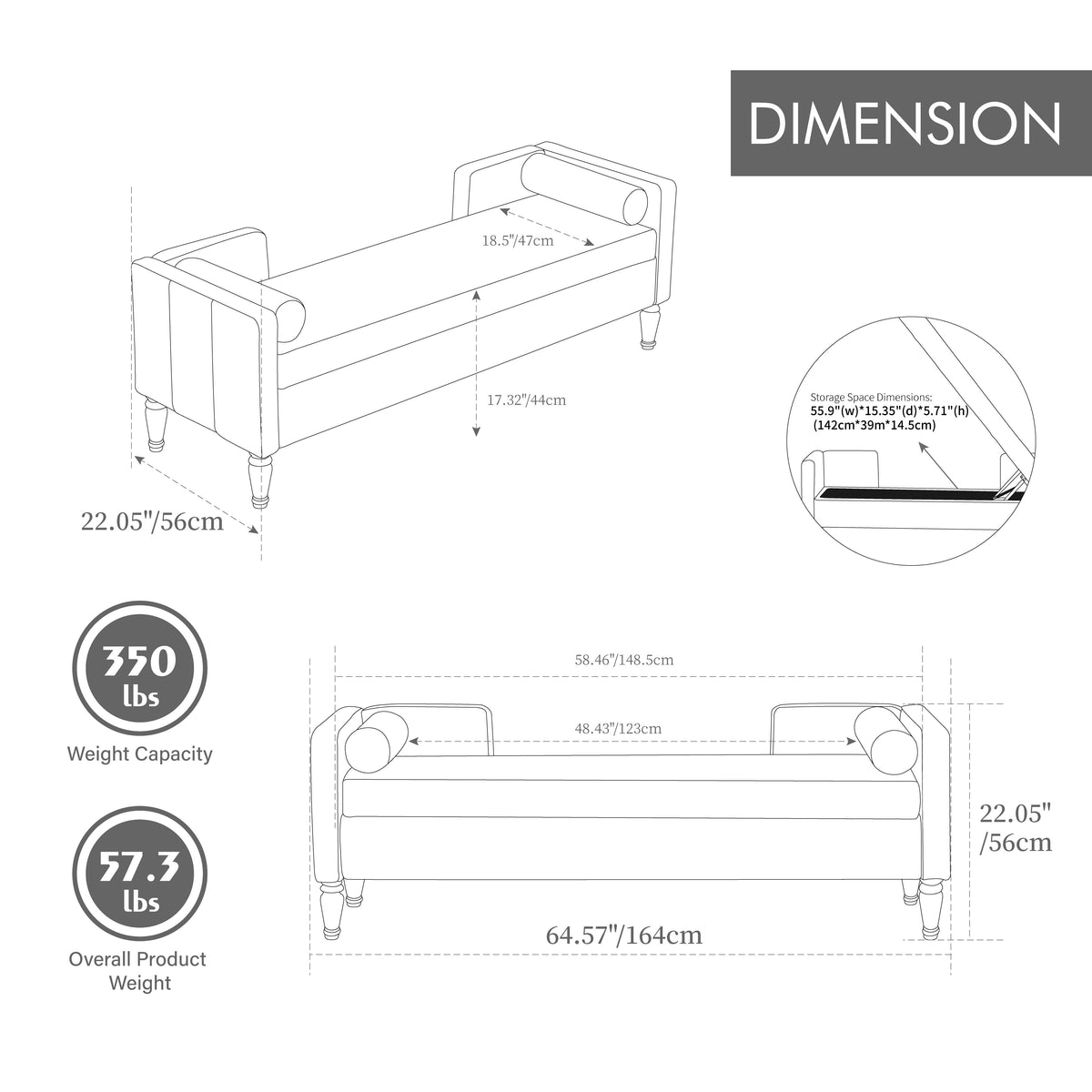 Upholstered Chenille Flip-Top Storage Bench