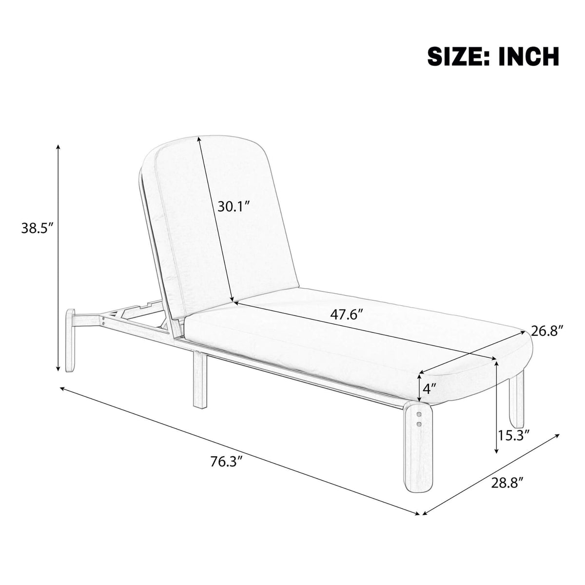 Adjustable Outdoor Chaise Lounge With Reclining Backrest (SAK04689)