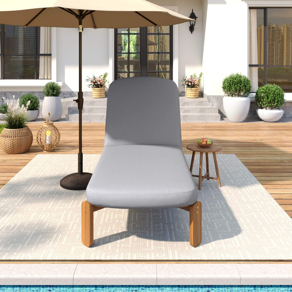 Adjustable Outdoor Chaise Lounge With Reclining Backrest (SAK04689)