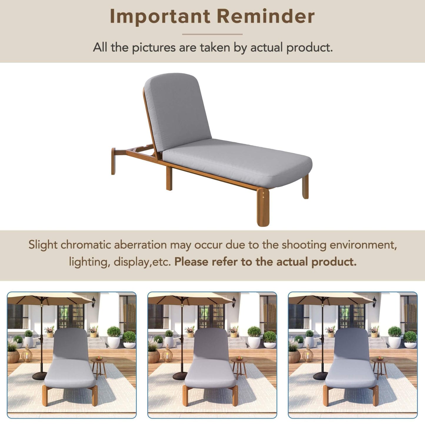 Adjustable Outdoor Chaise Lounge With Reclining Backrest (SAK04689)