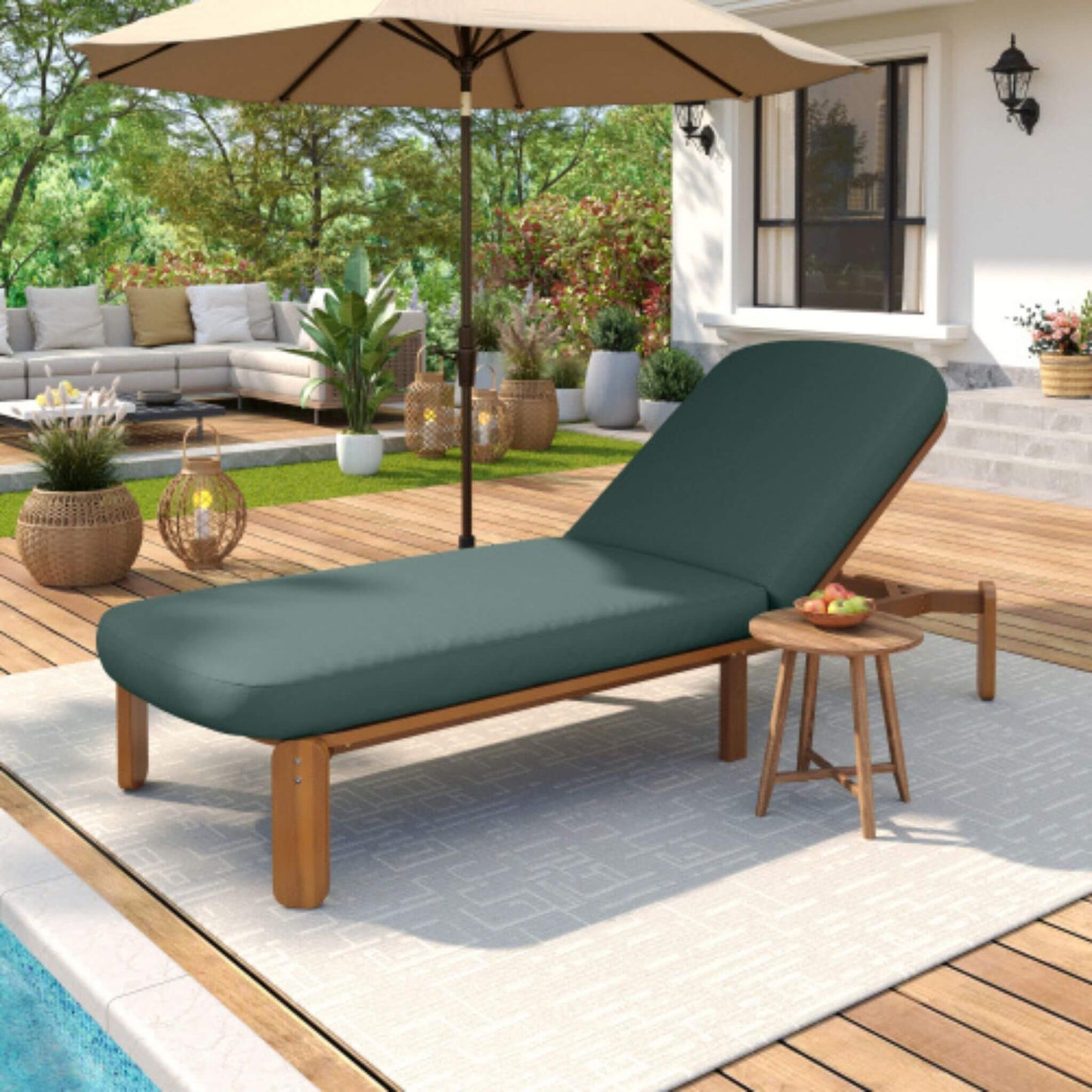 Adjustable Outdoor Chaise Lounge With Reclining Backrest (SAK04689)