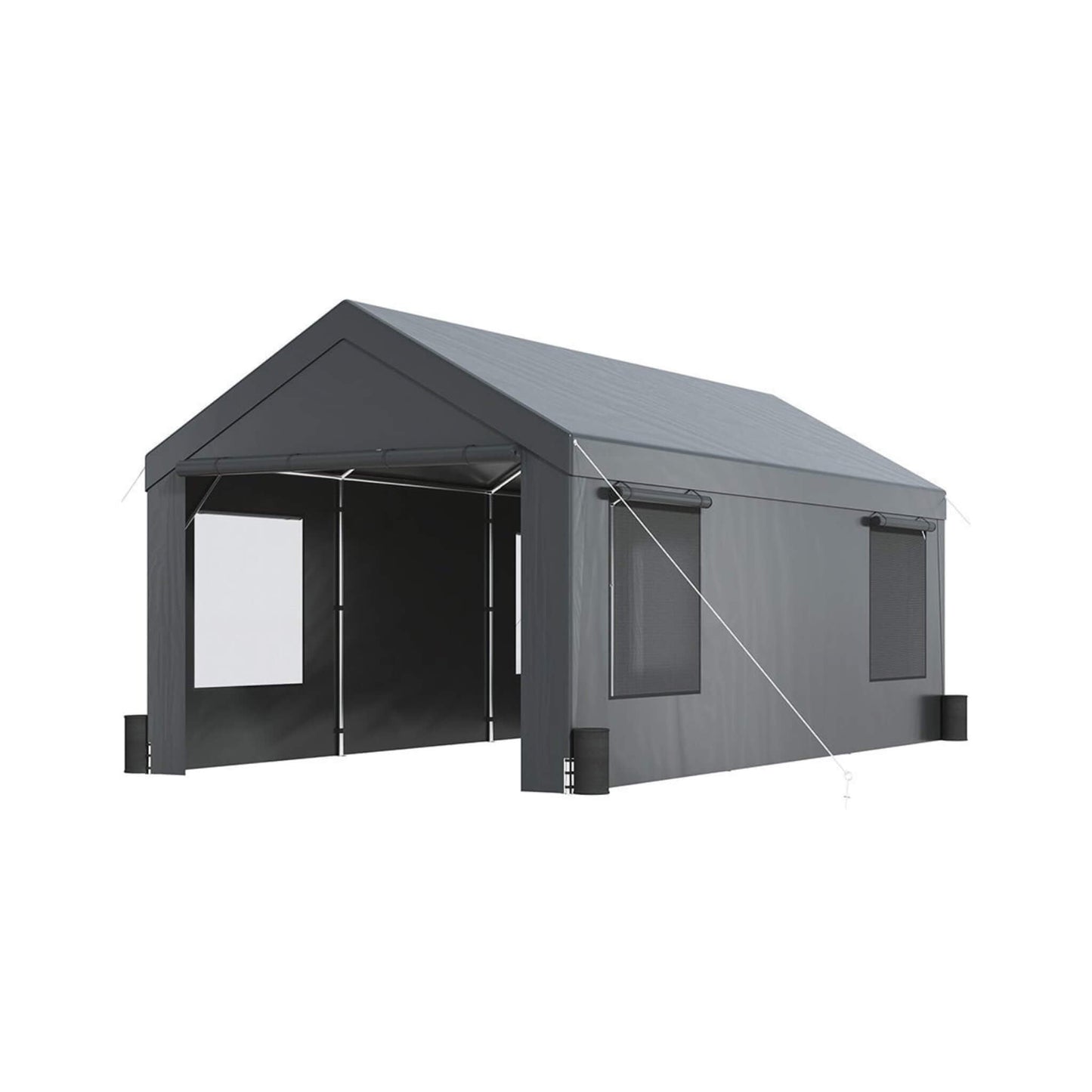 [12X20FT] Heavy-Duty Outdoor Premium Garage Tarp Canopy Shelter W/ Removable Sidewalls (SAK94615)