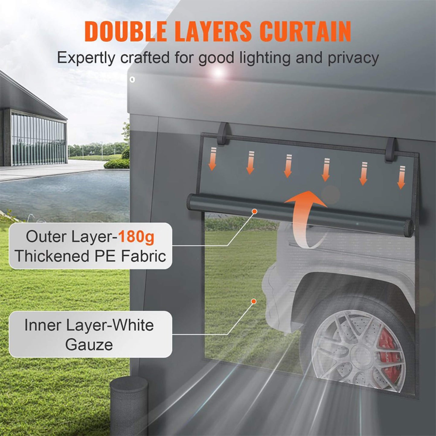 [12X20FT] Heavy-Duty Outdoor Premium Garage Tarp Canopy Shelter W/ Removable Sidewalls (SAK94615)