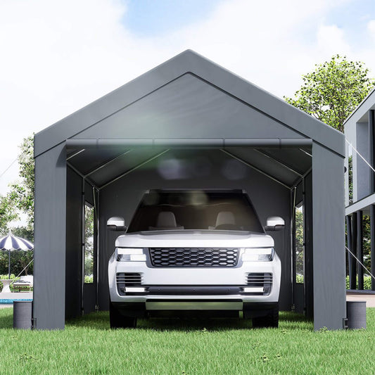 [12X20FT] Heavy-Duty Outdoor Premium Garage Tarp Canopy Shelter W/ Removable Sidewalls (SAK94615)