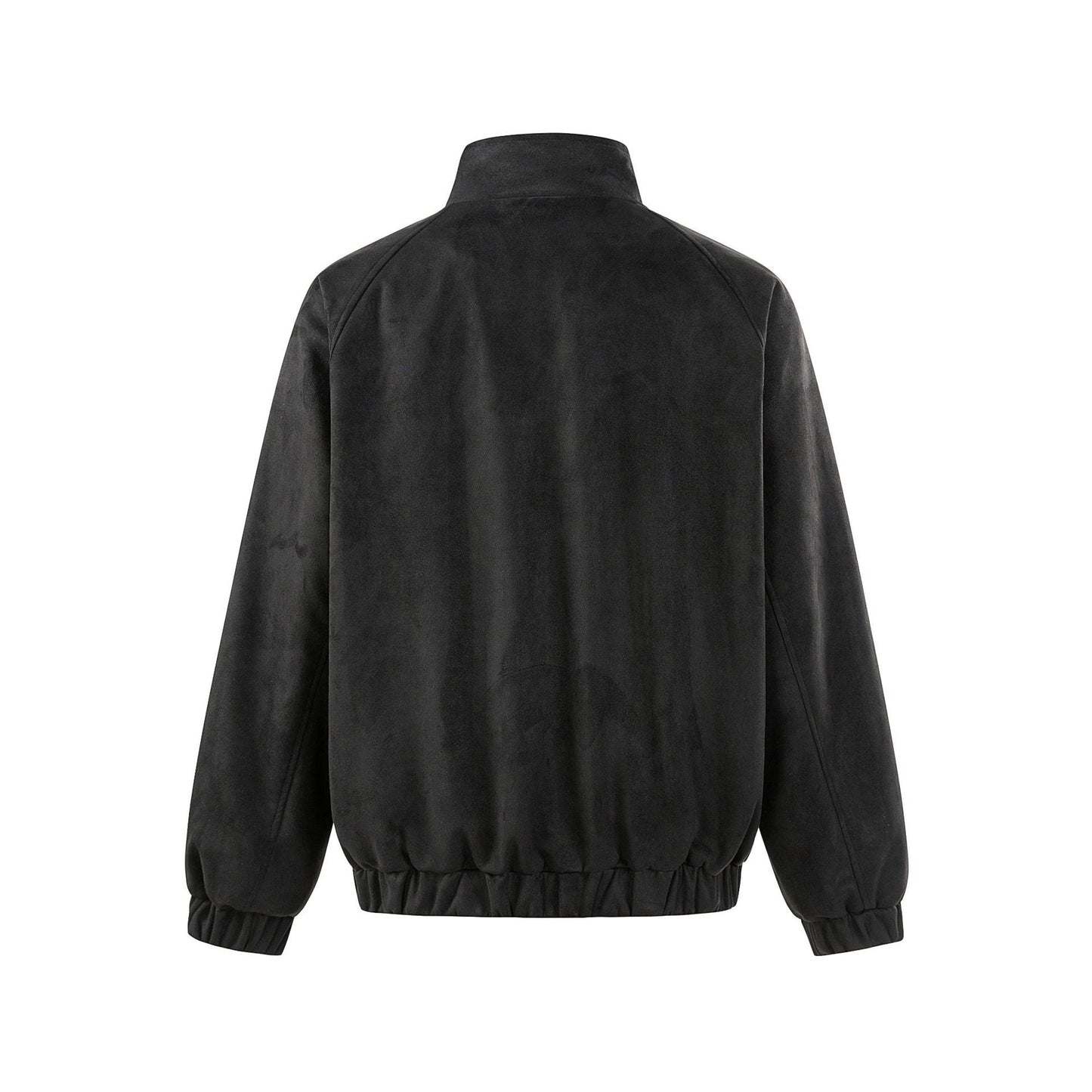 Simple Embroidery  Velvet  Stand Collar Loose Fit  Jacket Outerwear