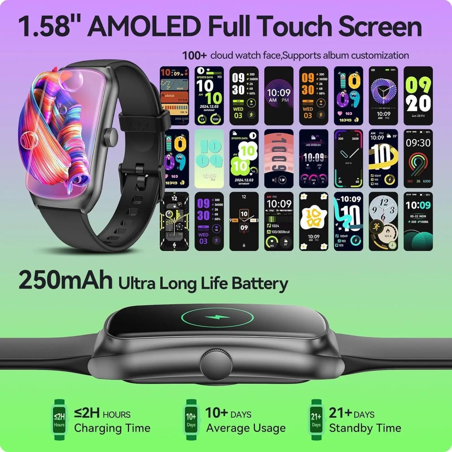 Anyloop Amoled Fitness Smartwatch with Heart Rate and Spo2 Monitoring