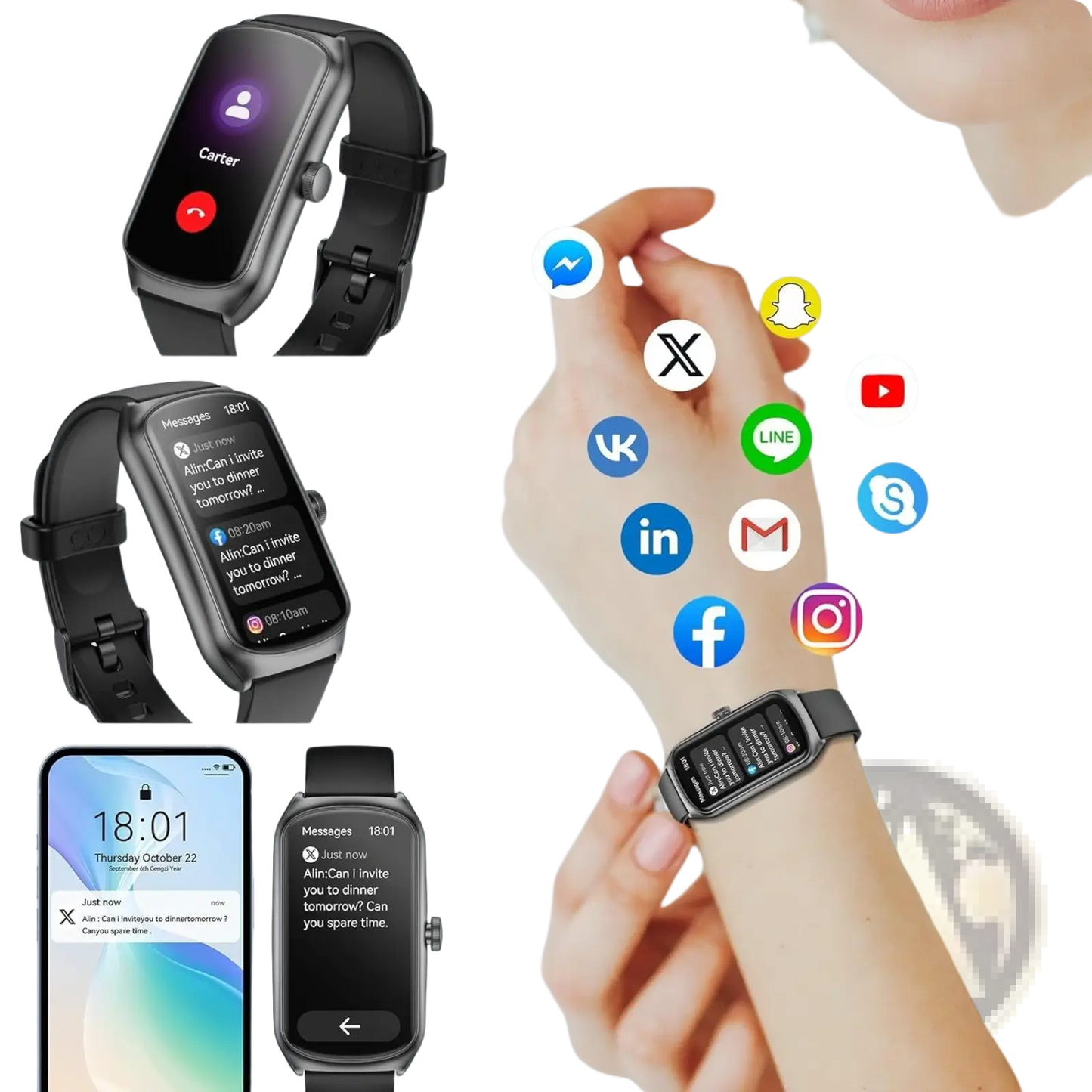 Anyloop Amoled Fitness Smartwatch with Heart Rate and Spo2 Monitoring