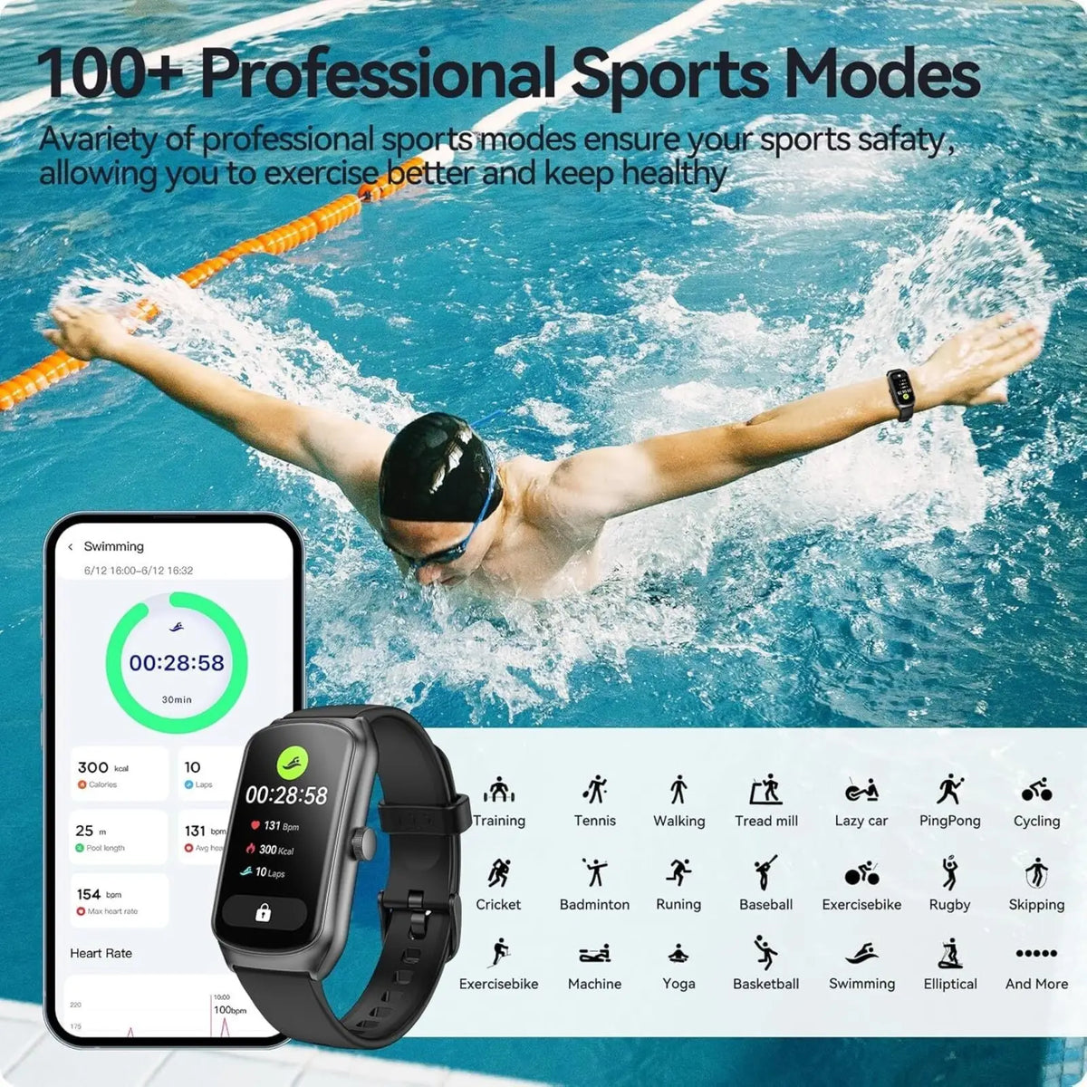 Anyloop Amoled Fitness Smartwatch with Heart Rate and Spo2 Monitoring