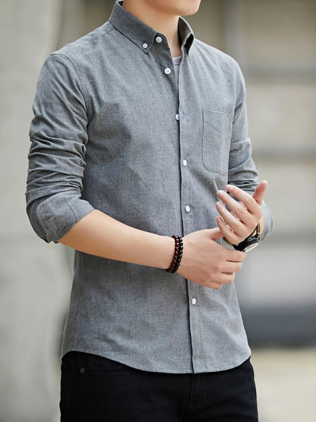 Men's Plus Size Casual Long Sleeve Shirt