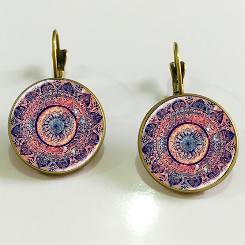 Charm Henna Yoga Amulet Mandala Earrings – Bohemian Drop Earrings