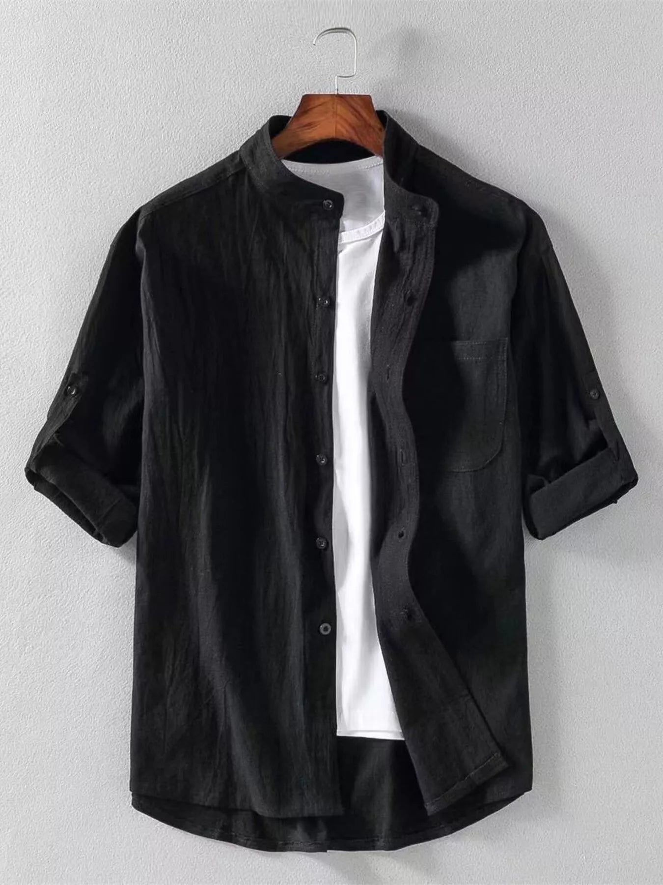 Men's Plus Size Casual Button Up Long Sleeve Shirt