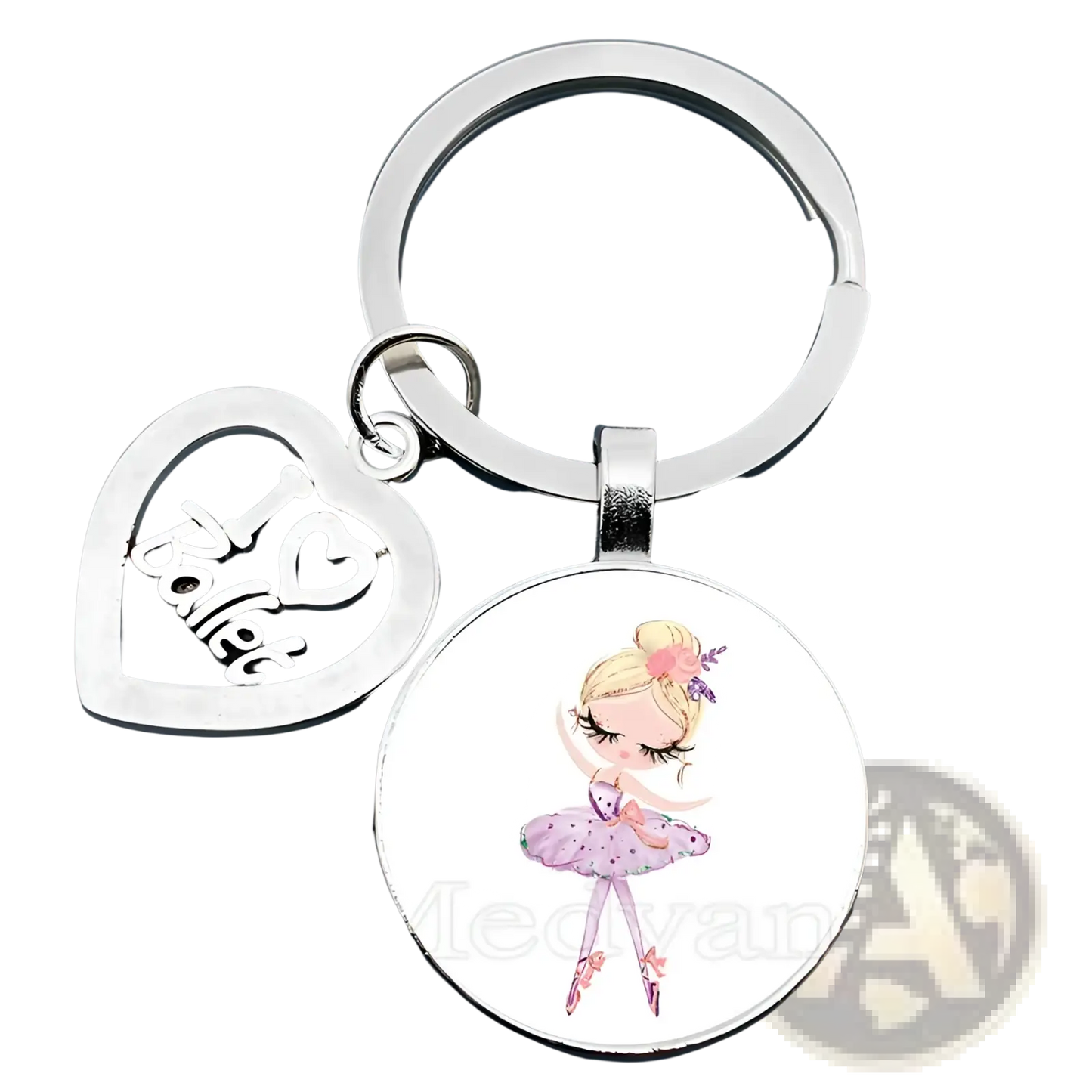 Ballet Keychain Glass Dome Dancer Gift