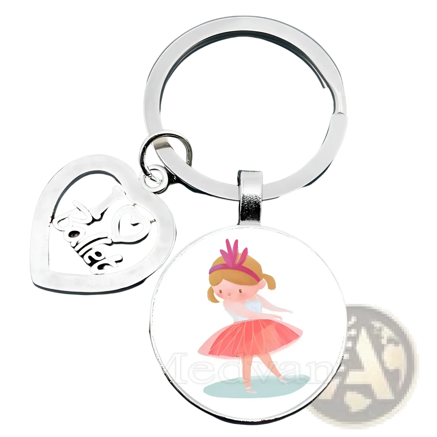 Ballet Keychain Glass Dome Dancer Gift
