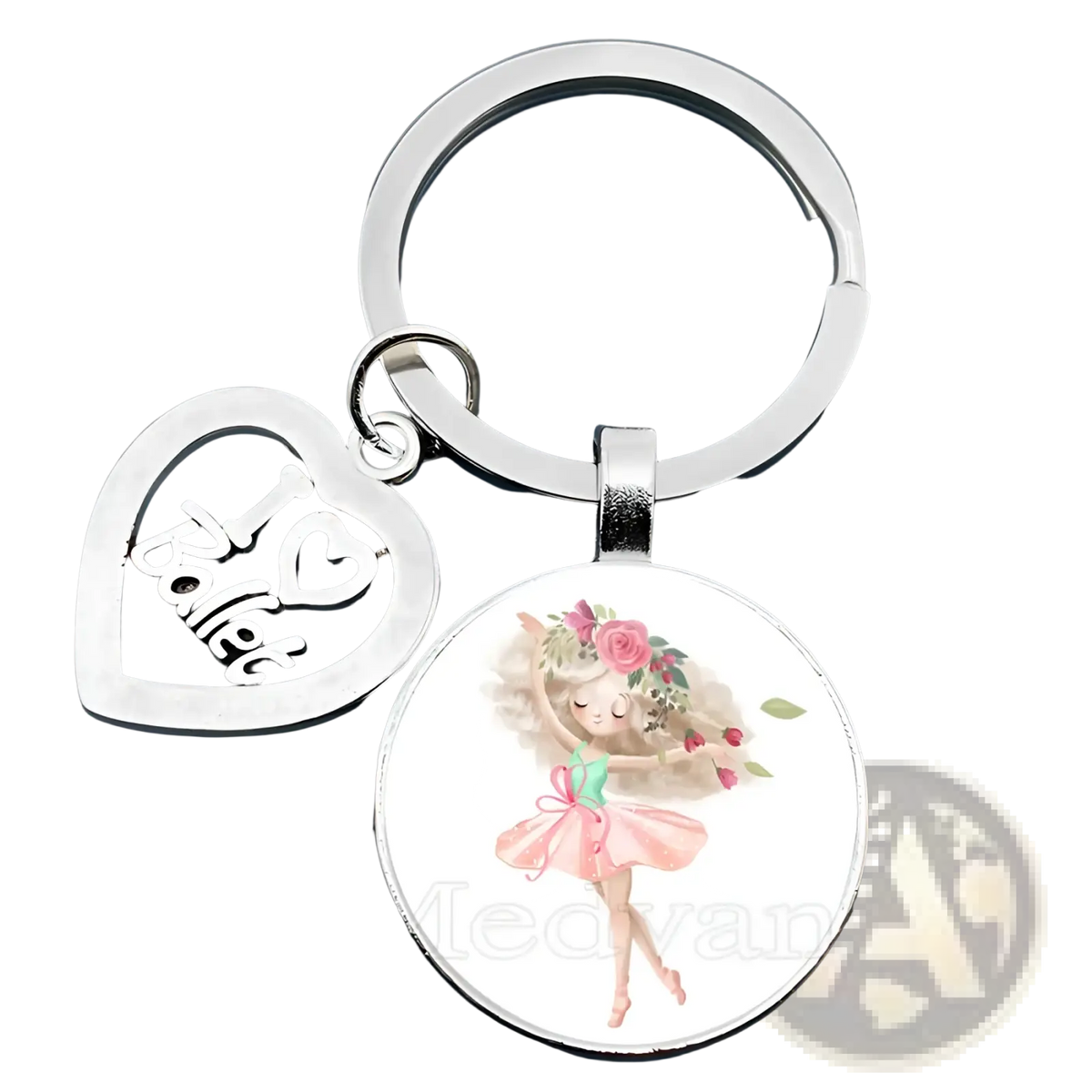 Ballet Keychain Glass Dome Dancer Gift