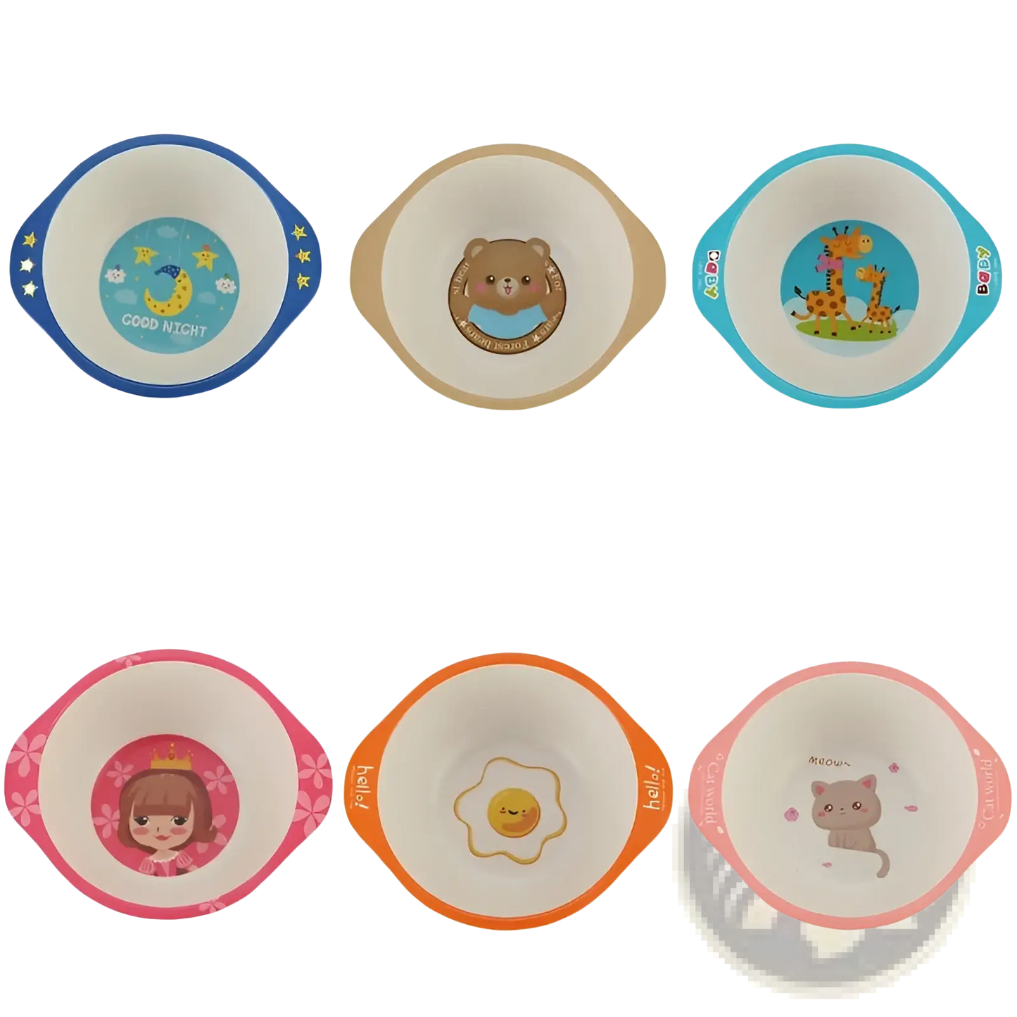 Bamboo Fiber Baby Bowls Cartoon Animal Feeding Dishes
