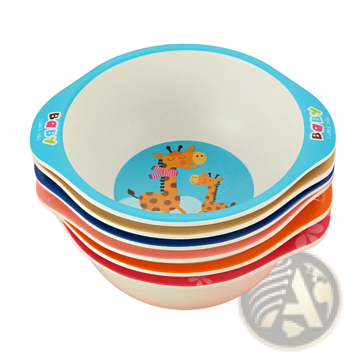 Bamboo Fiber Baby Bowls Cartoon Animal Feeding Dishes