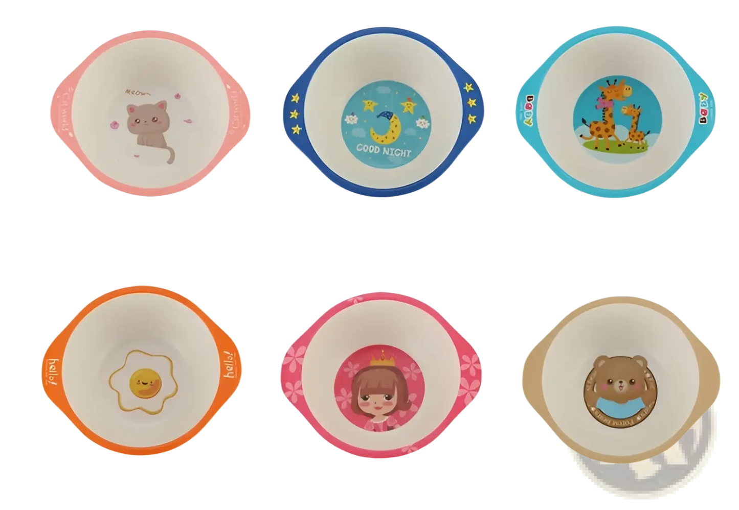 Bamboo Fiber Baby Bowls Cartoon Animal Feeding Dishes
