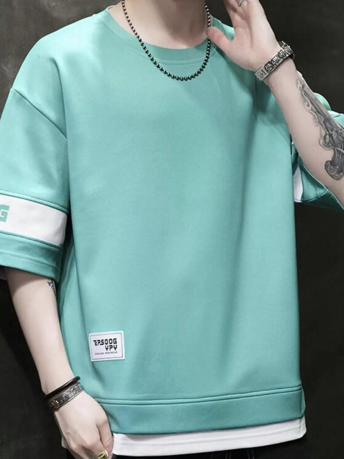 Men's Plus Size Contrast Trim Short Sleeve T-Shirt