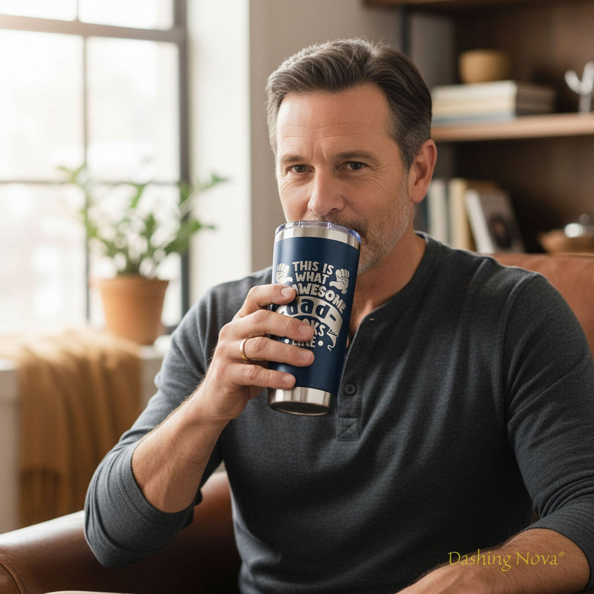 Personalized Best Dad Ever Nutrition Facts Tumbler 20oz Stainless Steel Coffee Cup
