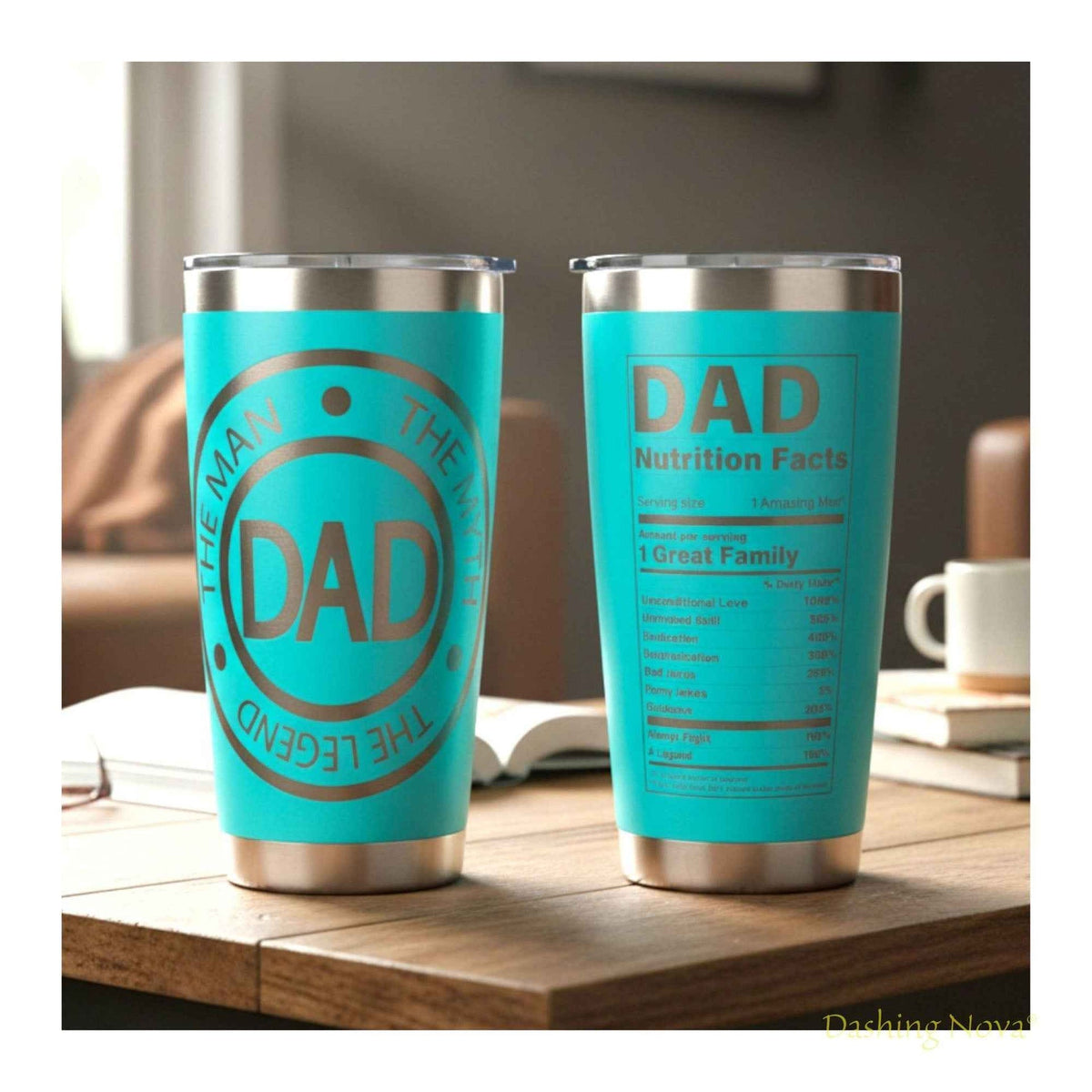 Personalized Best Dad Ever Nutrition Facts Tumbler 20oz Stainless Steel Coffee Cup