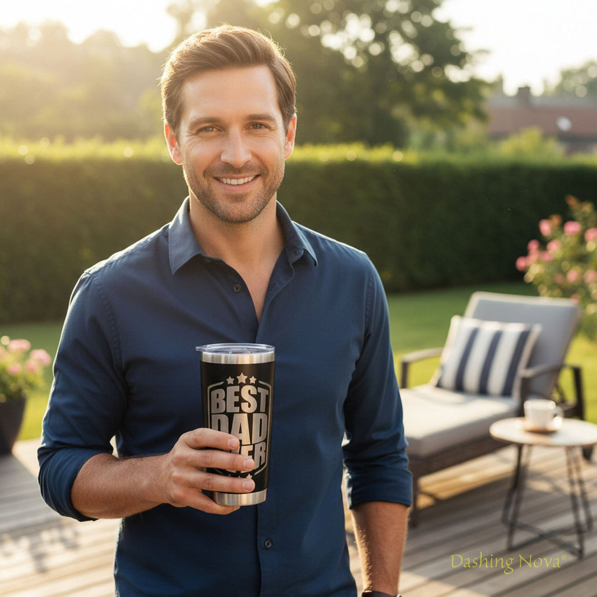 Personalized Best Dad Ever Nutrition Facts Tumbler 20oz Stainless Steel Coffee Cup