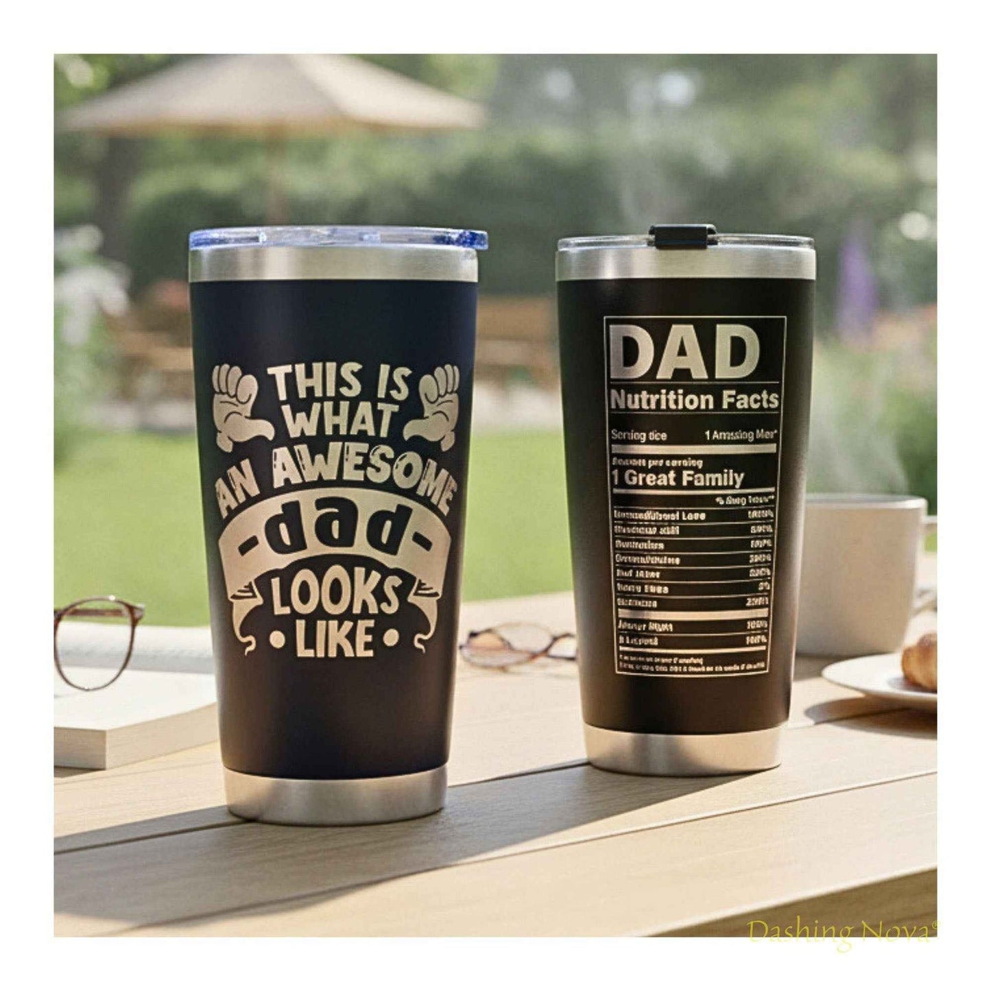 Personalized Best Dad Ever Nutrition Facts Tumbler 20oz Stainless Steel Coffee Cup