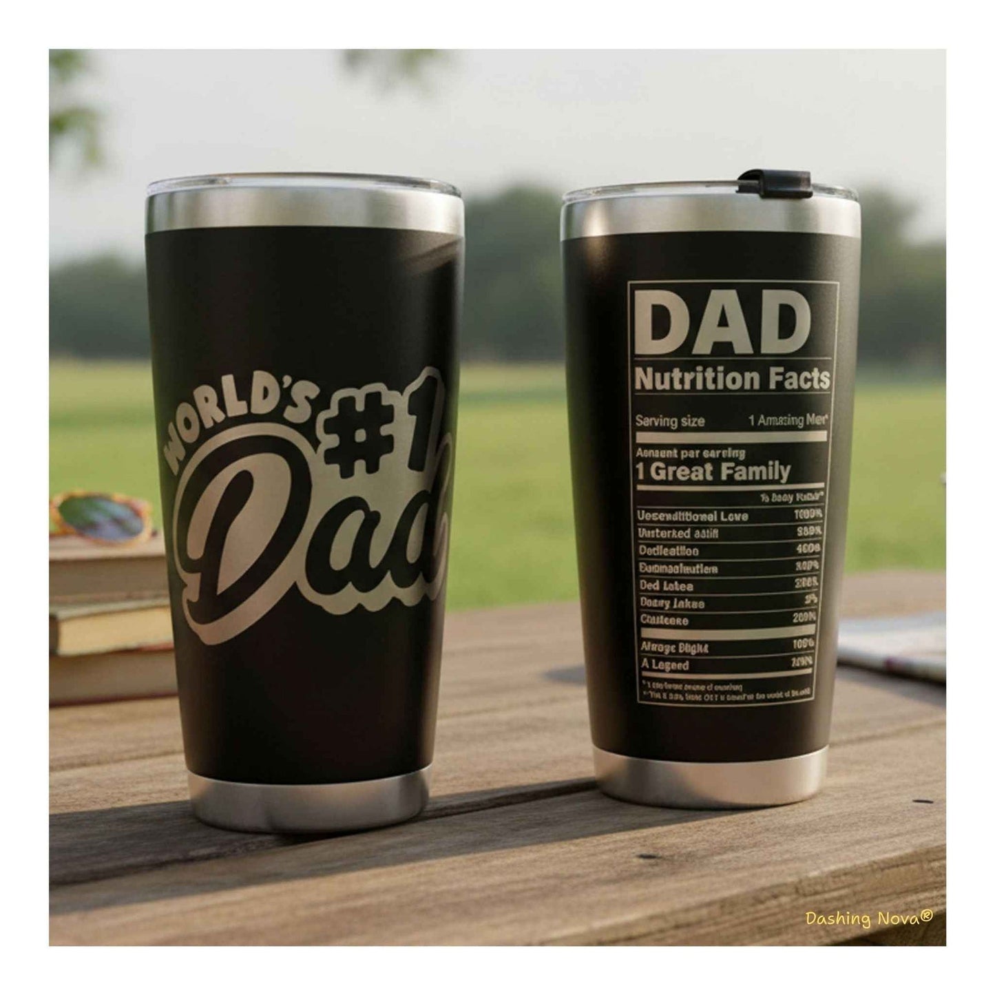 Personalized Best Dad Ever Nutrition Facts Tumbler 20oz Stainless Steel Coffee Cup