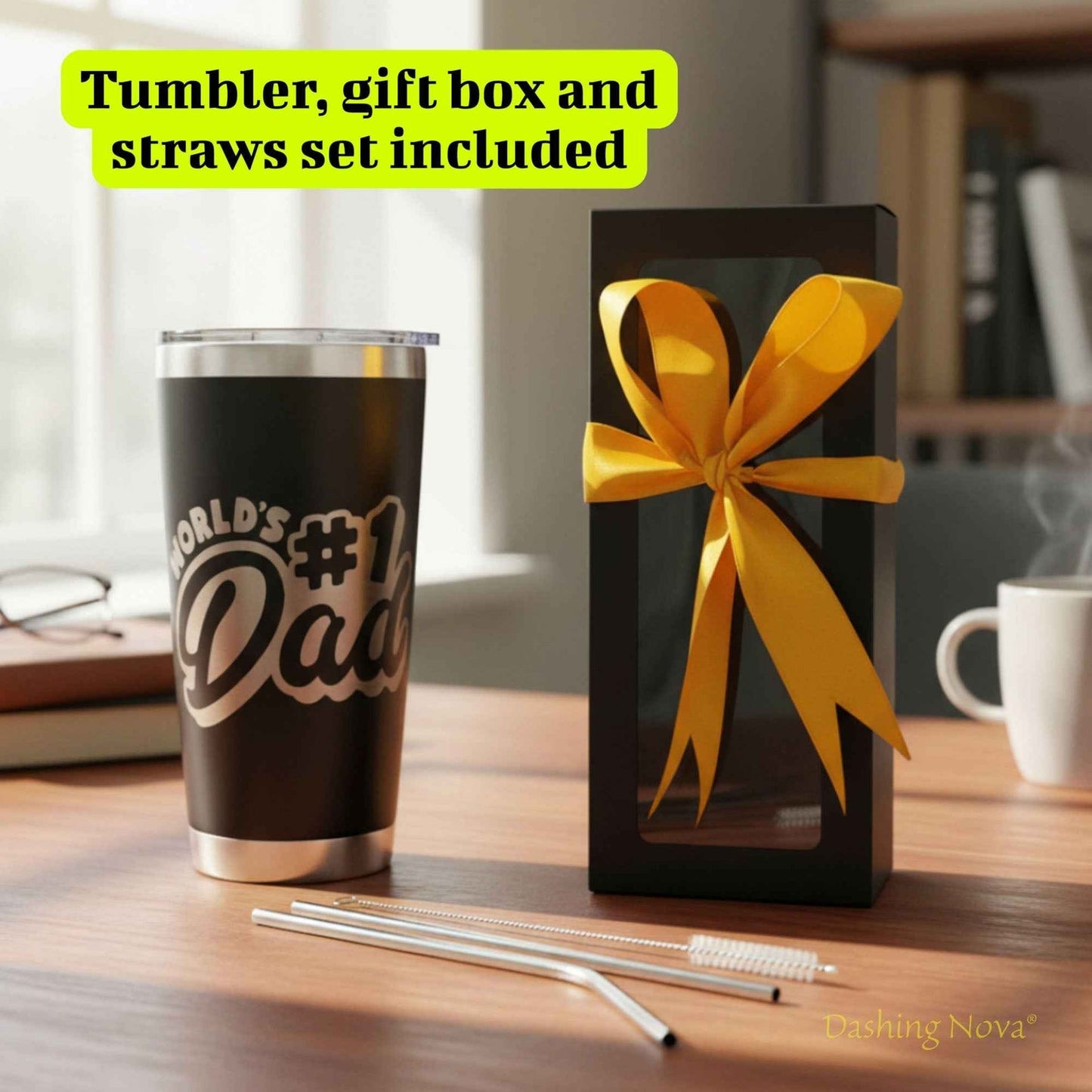 Personalized Best Dad Ever Nutrition Facts Tumbler 20oz Stainless Steel Coffee Cup