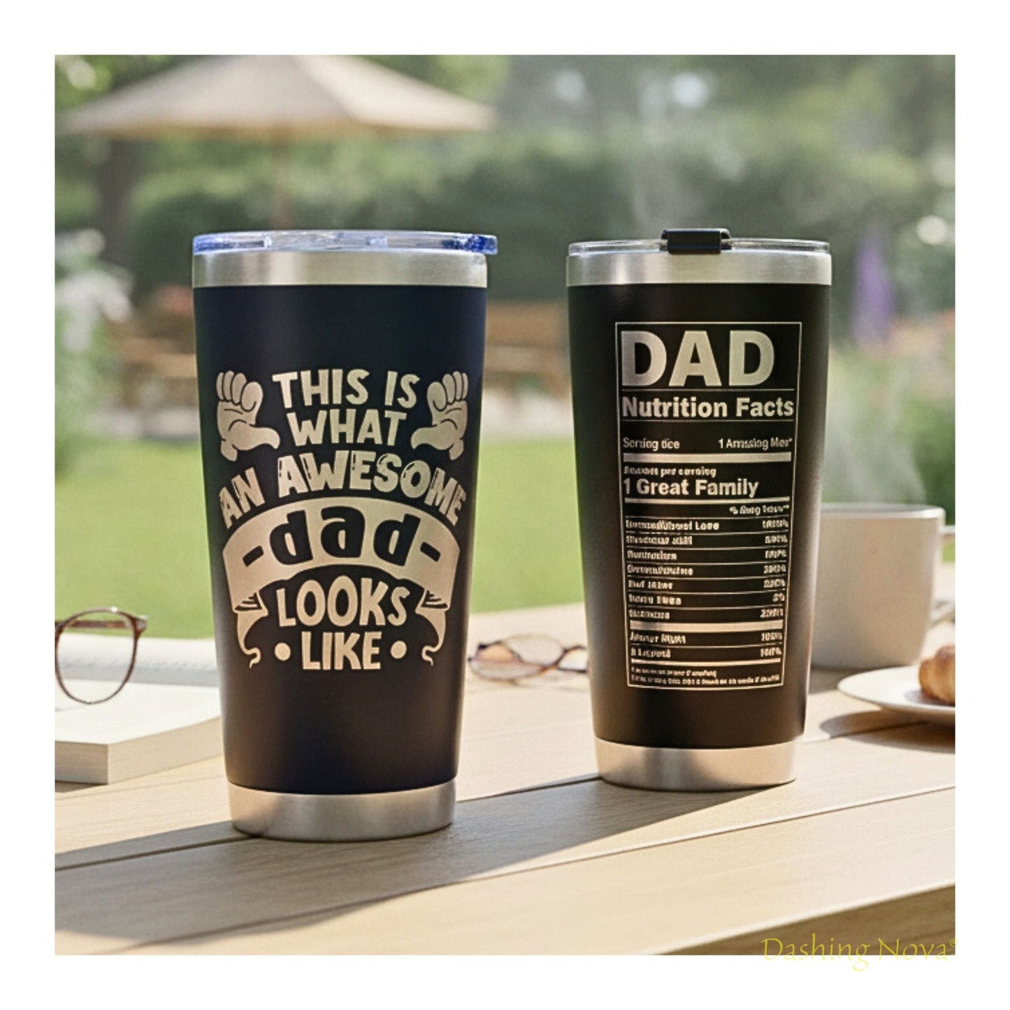 Personalized Best Dad Ever Nutrition Facts Tumbler 20oz Stainless Steel Coffee Cup