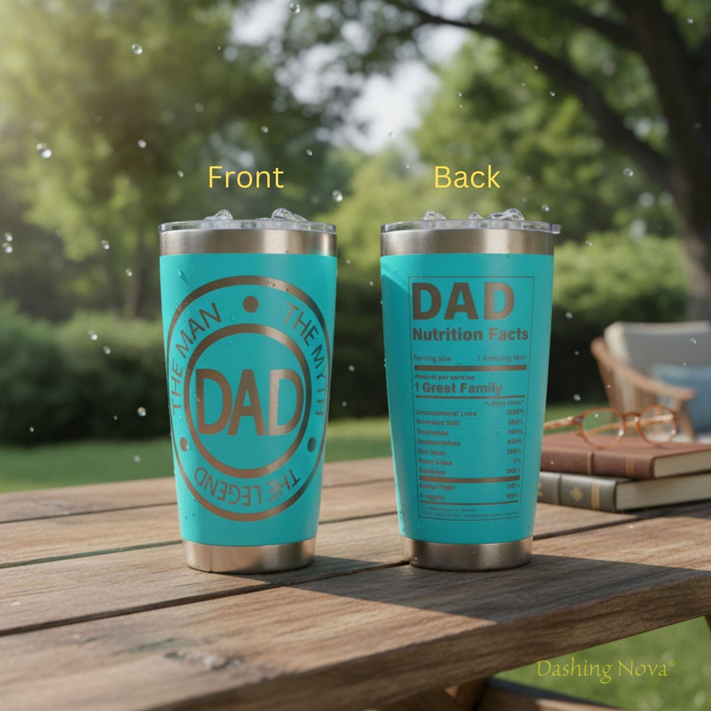 Personalized Best Dad Ever Nutrition Facts Tumbler 20oz Stainless Steel Coffee Cup