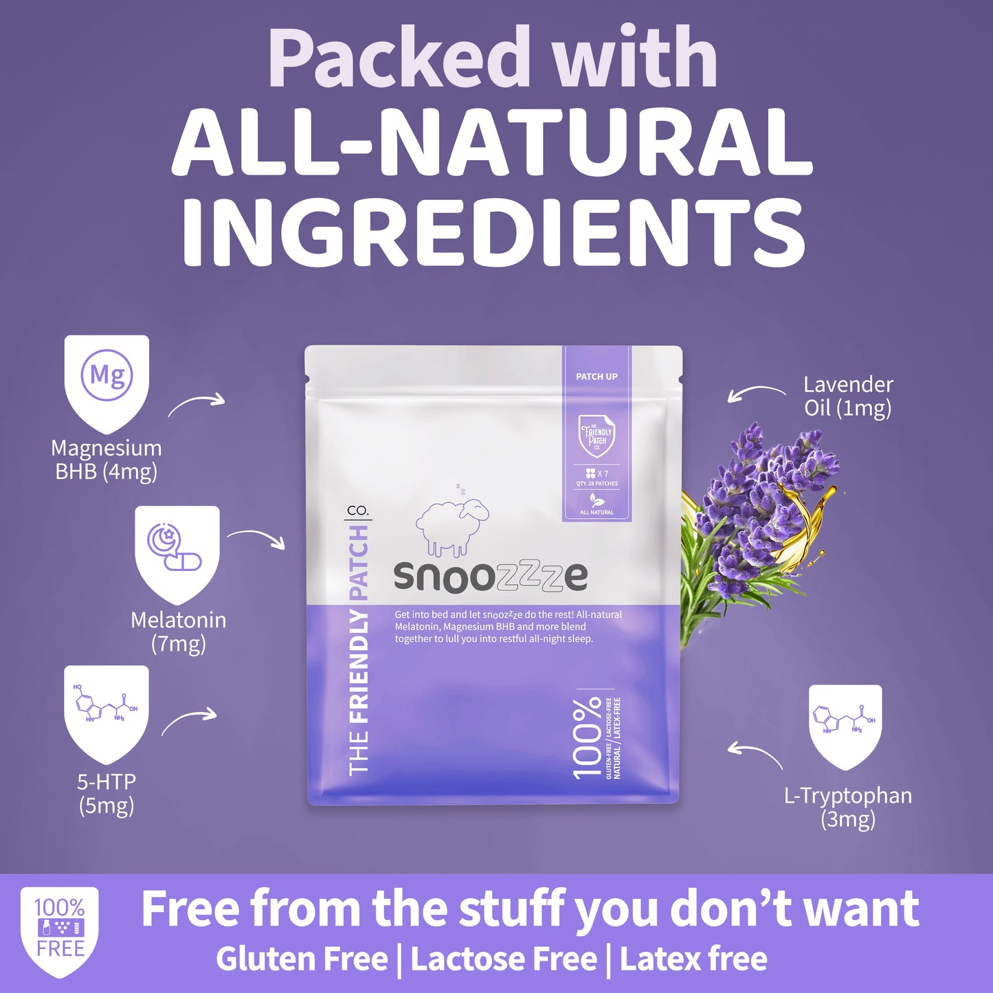 Snooze Sleep Patches: Melatonin, Ashwagandha & Magnesium - 28 Patches