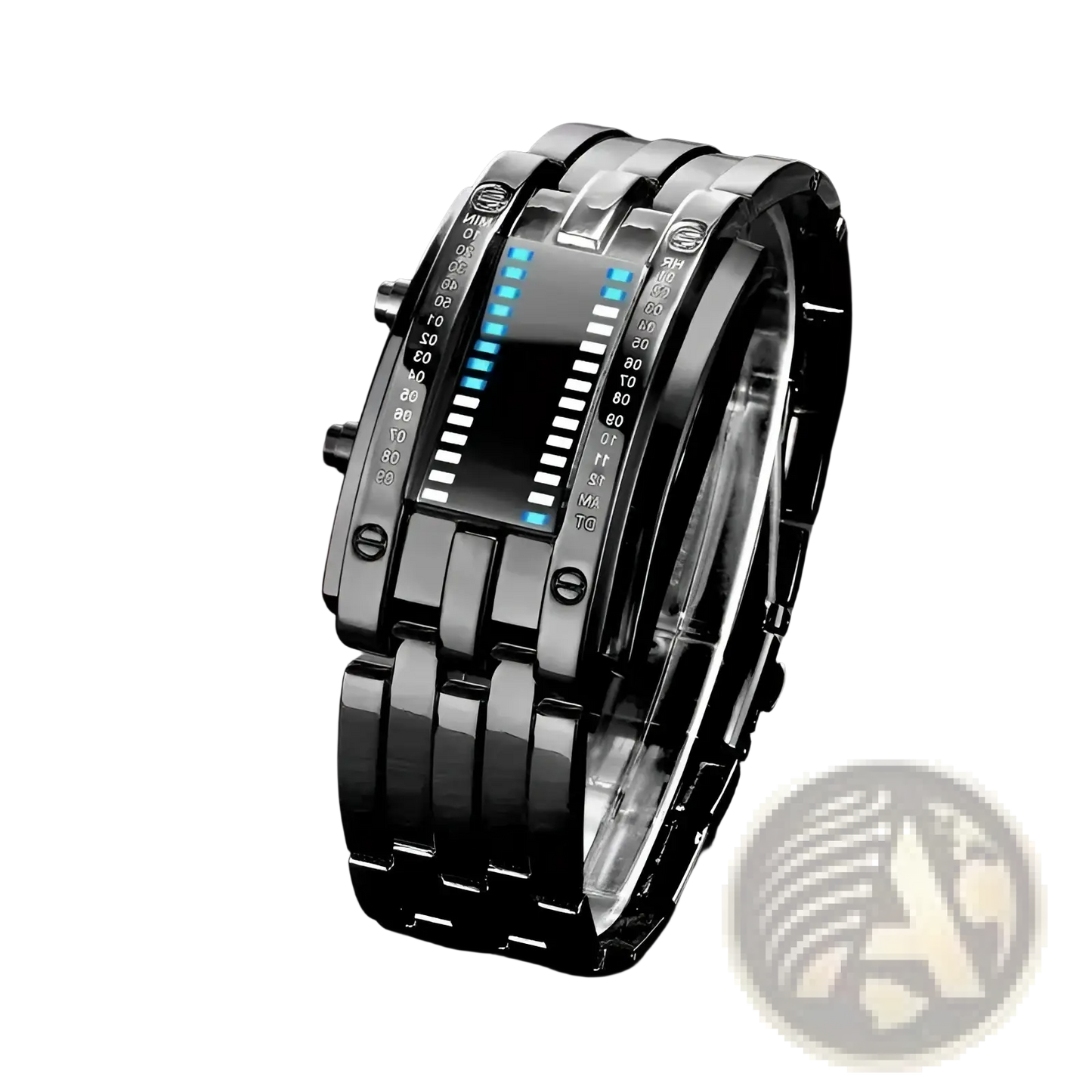 Binary Led Stainless Steel Waterproof Men Watch