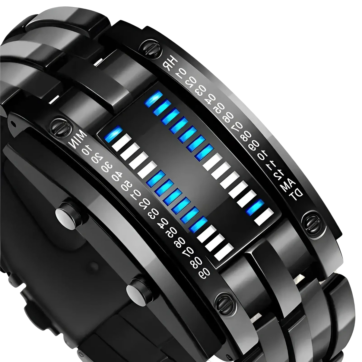 Binary Led Stainless Steel Waterproof Men Watch