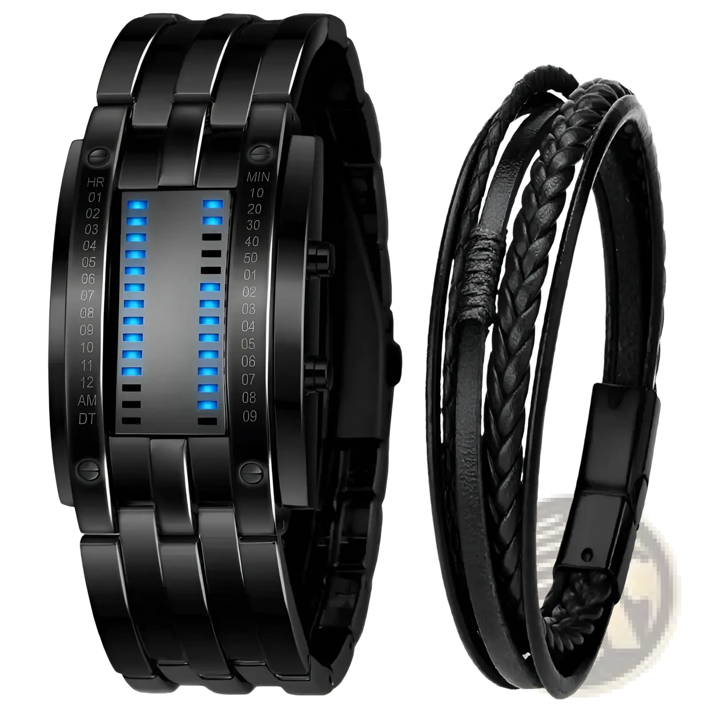 Binary Led Stainless Steel Waterproof Men Watch